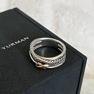 David Yurman Crosssover Band Ring in Sterling Silver with 18K Yellow Gold